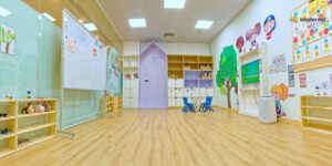 Phòng học rộng rãi, thoáng mát. 5 lớp học thiết kế riêng cho từng độ tuổi.